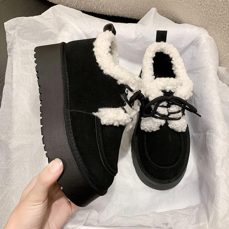 Новые зимние короткие плюшевые теплые зимние ботинки женские туфли на плоской подошве повседневная обувь замшевые меховые ботинки челси ботильоны женская обувь на платформе Botas Mujer