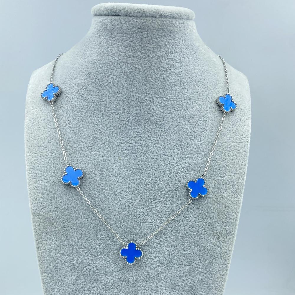 13MM Titanium Steel 5 Flowers Necklace Fashion Titanium Steel Four Leaf Clover Ladies Necklace