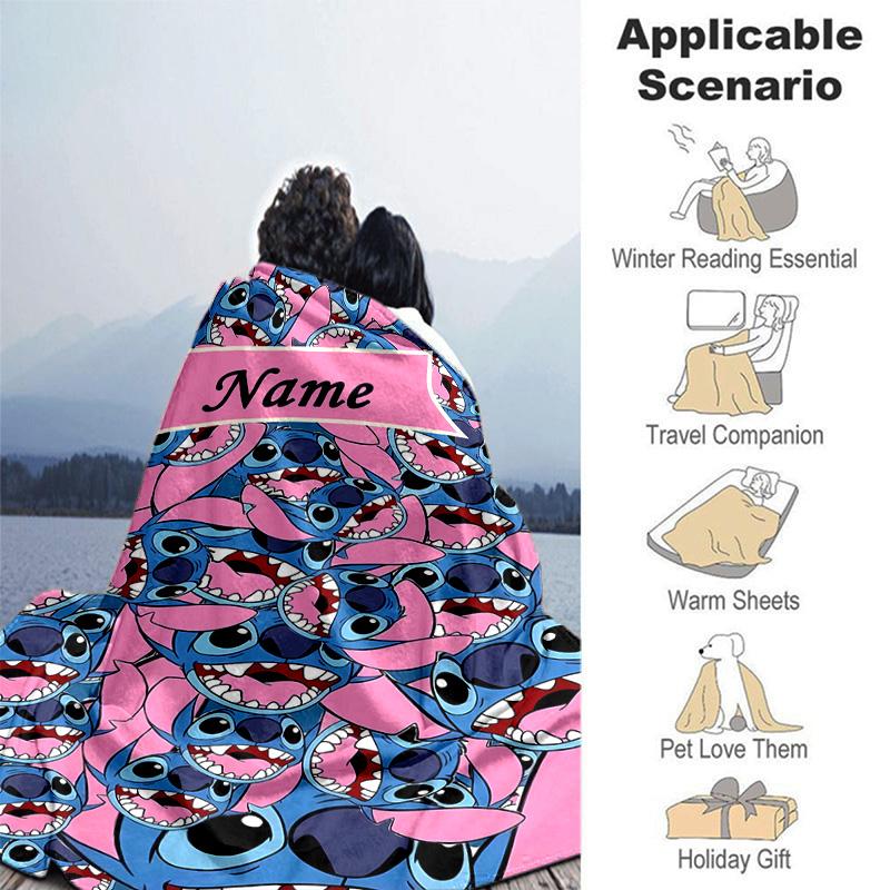 Custom 1pc Lilo Stitch Adventure Blanket, Soft And Comfortable Blanket, Casual Warm, Camping Travel Blanket, Birthday Gift Q910286