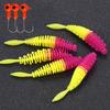 Рыболовные приманки 5 шт. с 3 шт. рыболовными крючками Искусственные мягкие приманки Рыболовные черви Окунь Форель Судак Пресноводные приманки для ловли карпа