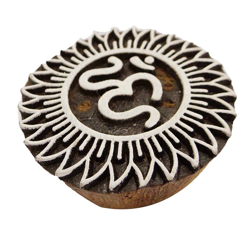 Печать на ткани Деревянный блок ручной работы Om Pattern Designer Textile Stamp