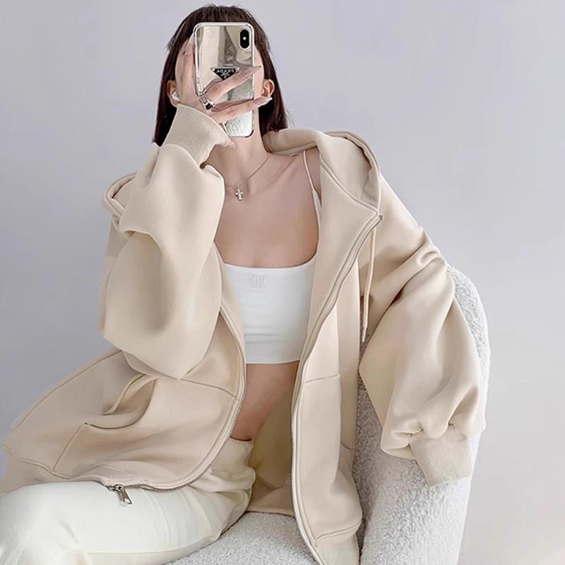 Womens Cozy Hoodie Cardigan With Pockets For Autumn Casual Wear