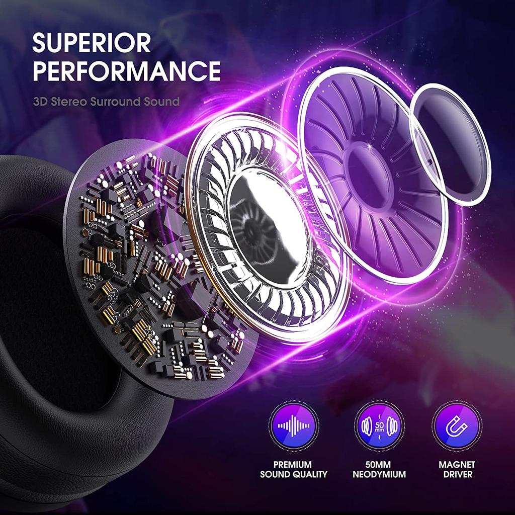 Игровая гарнитура K9 со светодиодной подсветкой RGB, шумоподавлением, стереогарнитура PS Vita с микрофоном, полноразмерные наушники для ПК, PS4, PS5, Switch, Xbox One, Mac