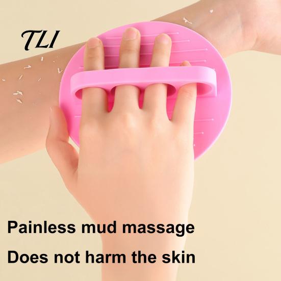 Rubber Bath Sponge Exfoliating Glove with Strap, Durable Elastic Silicone Shower Back Scrubber for Brush, Deep Skin Cleansing Mitt And