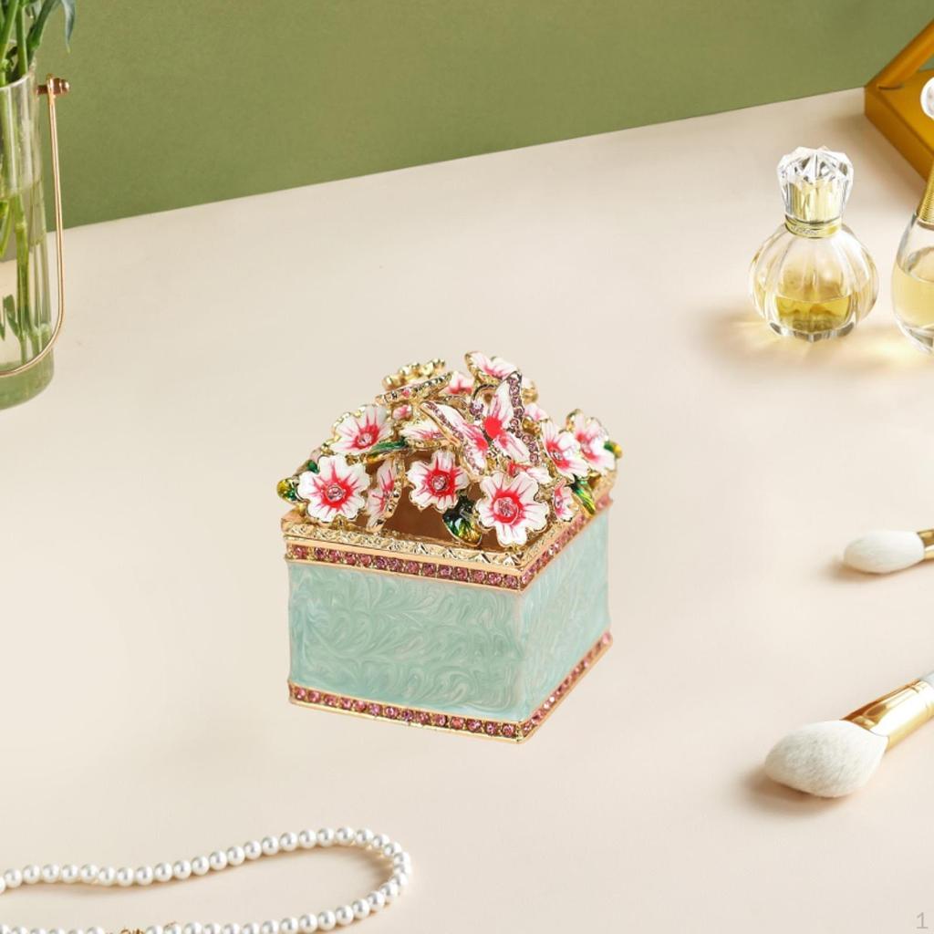 Hand Painted Trinket Box ,Vintage Jewelry Box, Decorative, Earrings Organizer Treasure Storage Case