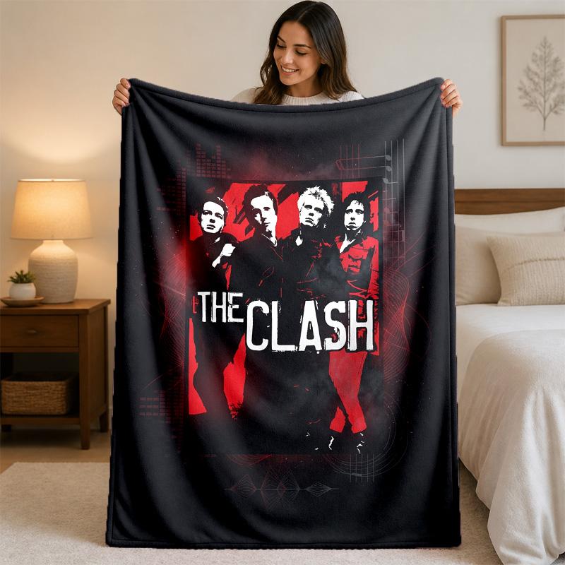 The Clash Print Flannel Blanket Cozy Lightweight Plush Throw Blanket For Bed Sofa Household Use