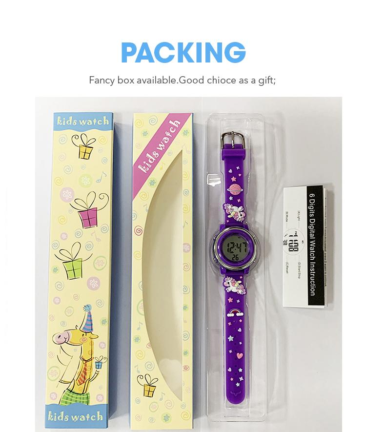 Jnew Pink High Appearance Level Rectangle PC Silicone Kids Watch Stopwatch Kids Digital Watch Waterproof