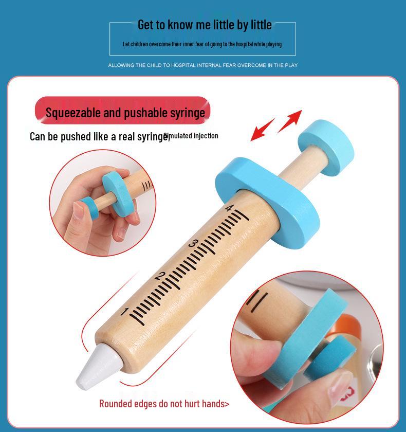 Деревянный детский набор доктора: Набор игрушек для ролевых игр «Сумка медсестры»