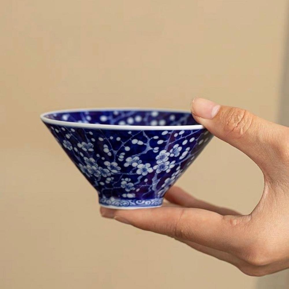 Антикварная сине-белая коническая чайная чашка - фарфоровая чашка Jingdezhen Master Cup, китайская ручная работа, чайная чаша, керамический чайный сервиз Gongfu
