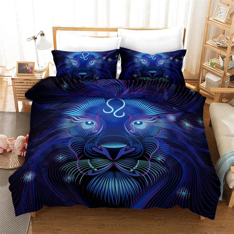 3D Aries Duvet Cover Set Twelve Constellations Bedding Set For Teens Kids Dorm Decor Microfiber Exotic Abstract Art Quilt Cover