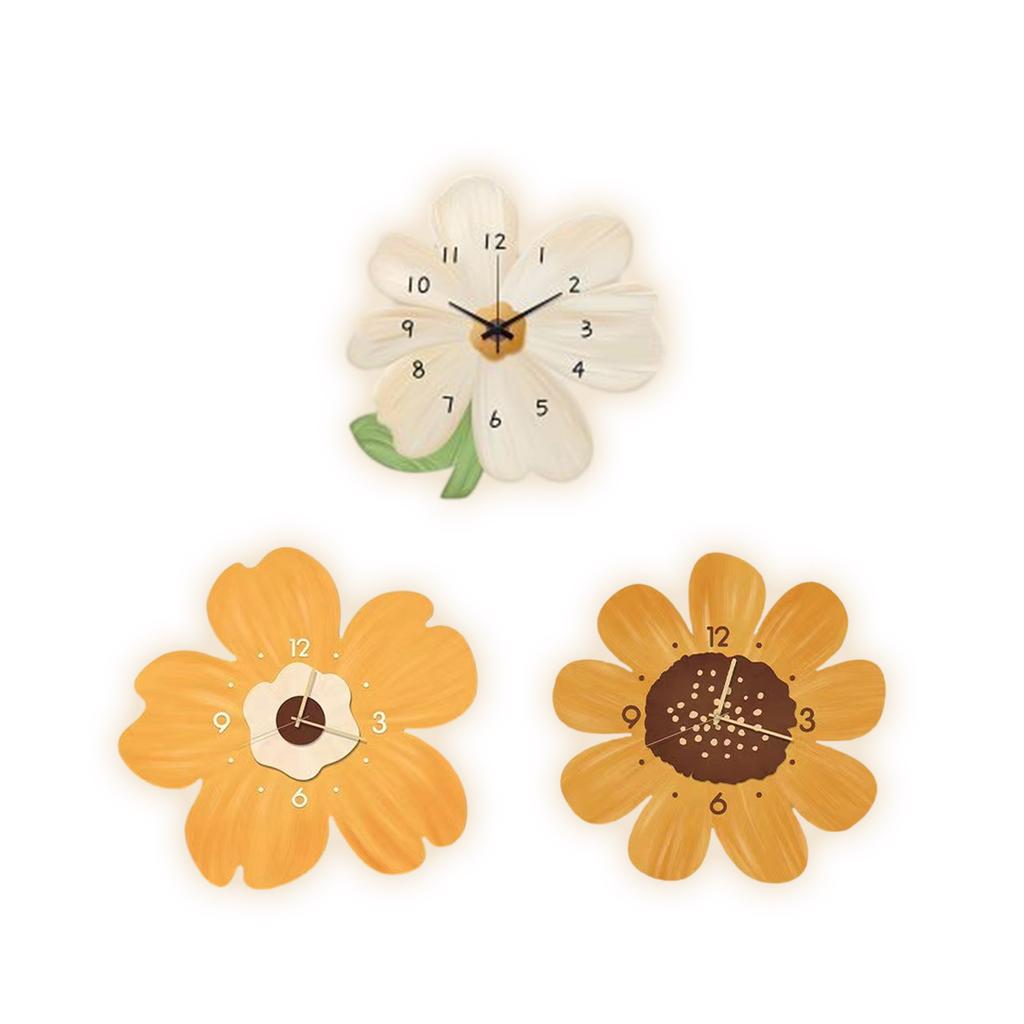 Creative Flower Decors Wall Clock With Built In Light Perfect For Bedrooms Living Room Battery Operated Wall Clock