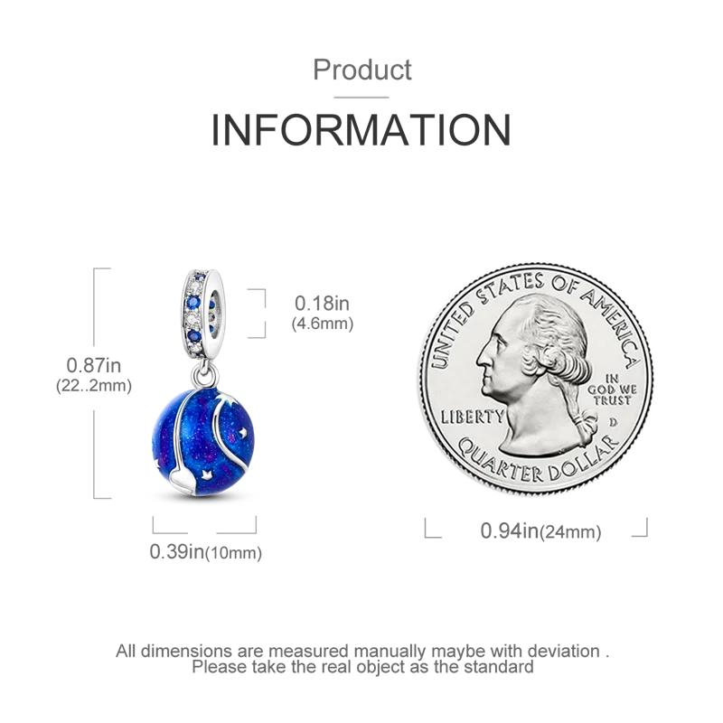Блестящие Волшебные Глаза 100% Стерлингового Серебра 925 Ослепительно Синий Циркон Подвески Оригинальный FitNew Браслет DIY Изготовление Ювелирных Изделий PAC1002