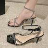 2024 Summer New Fairy Style Sexy Temperament Silver Fashion Diamond Strap Roman Shoes High Heels Women Shoes Pumps