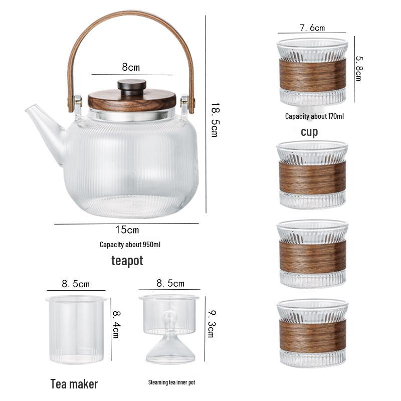 Japanese Style Glass Tea Pot Set - High Temp Resistant, Ideal for Fruit and Steam Tea, Includes Infuser for Elegant Afternoon Tea.