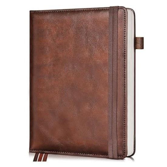 A5 notebook ruled (A rule) 298 pages thick size 14.6x21.3cm page numbers rubber band hardcover leather university ruling diary ideal business work use