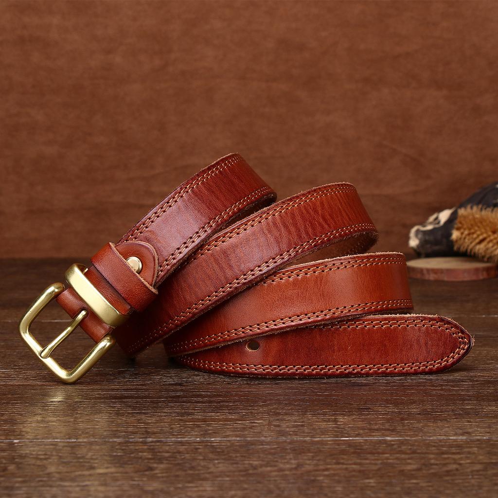 Ремень женский из натуральной кожи первого слоя, пряжка из чистой меди, пряжка из меди, пряжка из меди