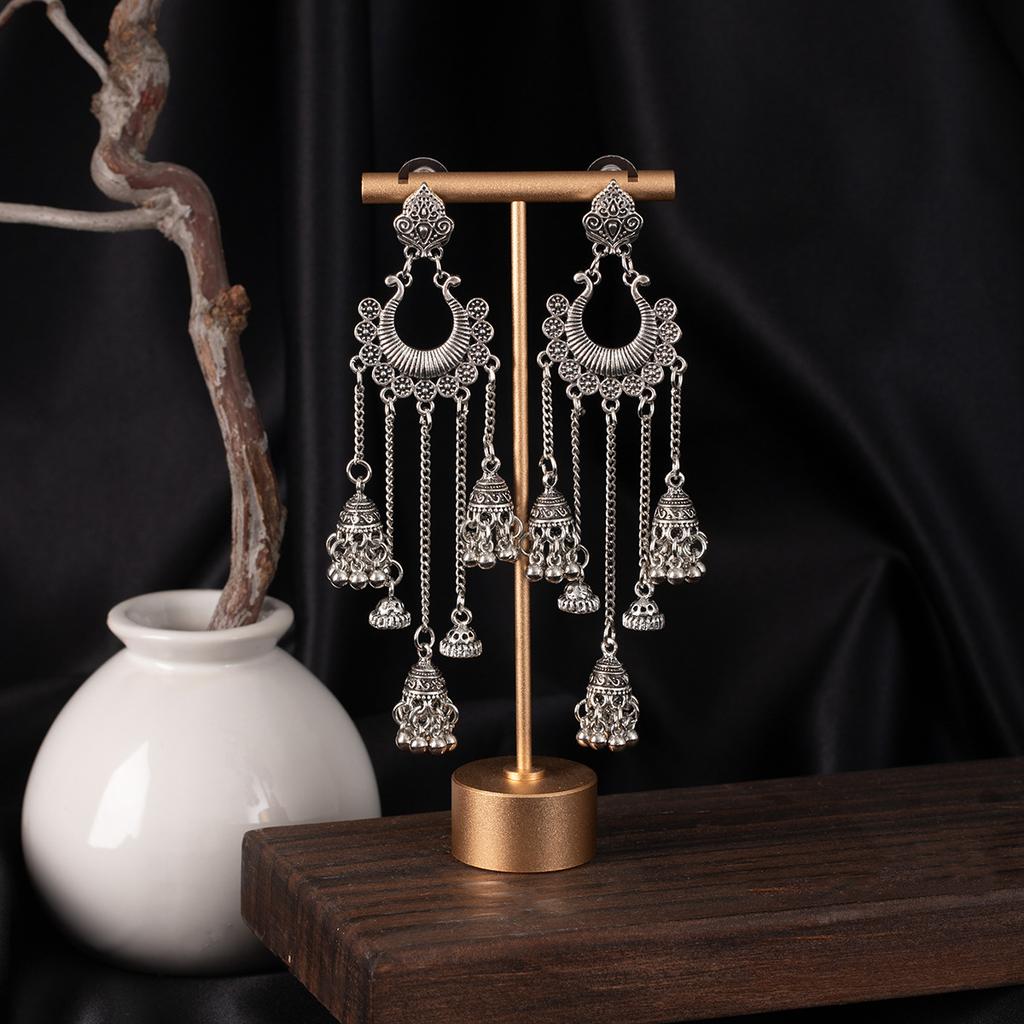 Vintage Bohemian Elegant Bell Long Fringe Earrings Stylish Statement Accessories for Women Summer
