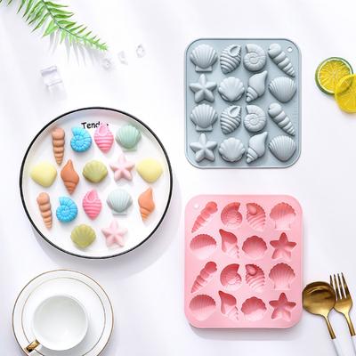 16-гнездовая силиконовая форма в виде ракушки конха для DIY, форма для выпечки конфет, пудинга, шоколада, торта в форме морских животных