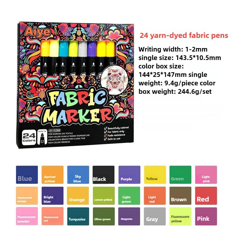 12/24pcs/set Color Fabric Marker Pen Washable Markers Markers Set  School Supplies Art Supplies for Artist