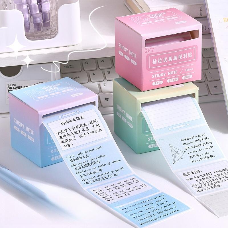 New Gradient Color Boxed Sticky Notes Students with Full Adhesive Index Label Stickers Memo Pad 256 Pieces