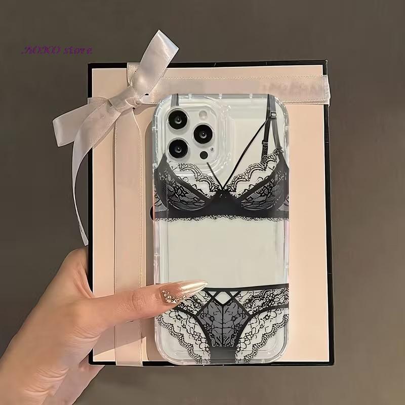 Creative Sexy case for iPhone 17 16 15 14 13 12 11 Pro Max Lace Lingerie Cover Funda Coque Capa Bumper Shockproof Case Girl Gift