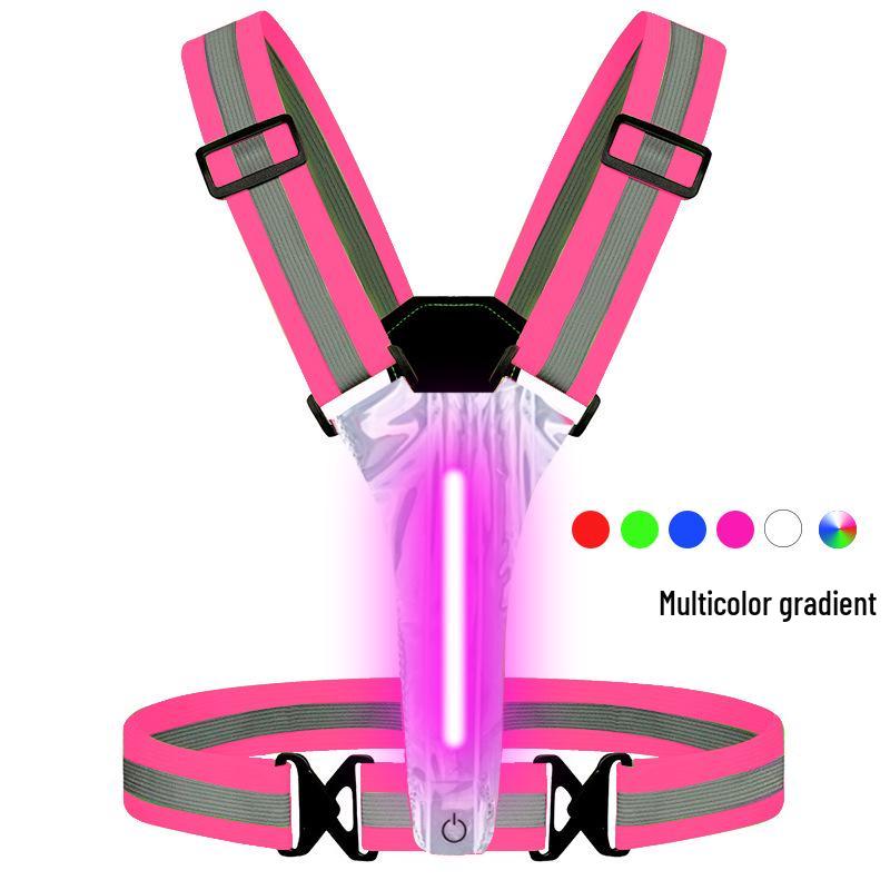 Glow-in-the-Dark Reflective Vest for Night Running and Cycling with Adjustable Elastic Straps and Dual Charging Feature