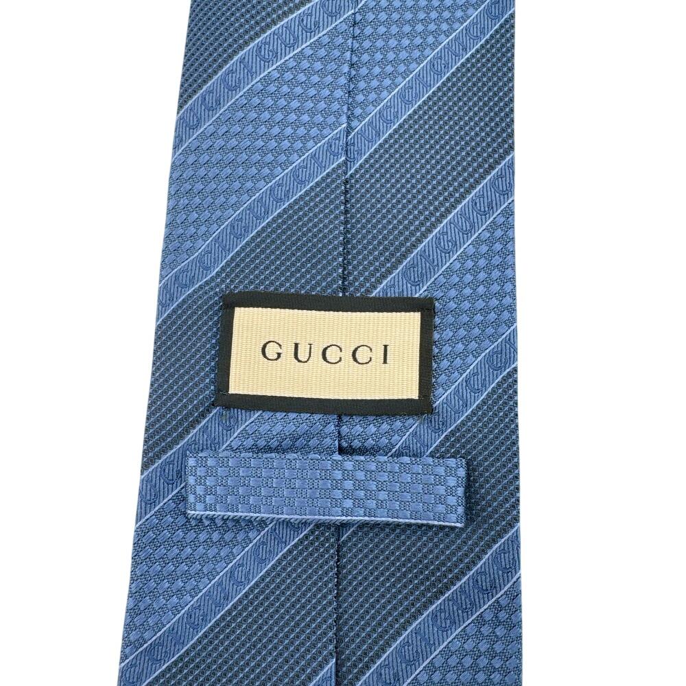 Gucci Шелковый галстук с узором GG, синий шелк, б/у