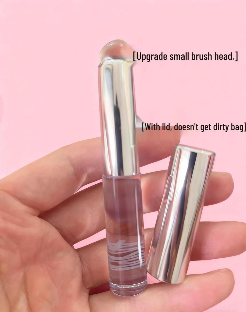 Портативная двухсторонняя силиконовая кисть для губ с пылезащитной крышкой, мини-кисть для растушевки и консилера, инструмент для нанесения помады и карандаша для губ.