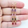 Women Fashion Multicolor Cubic Zirconia CZ Slim Linear Dangle Earrings Jewelry