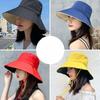 Double Sided Solid Color Flat Top Leisure Large Eave Fisherman Hat Lightweight Shading Foldable Detachable Windproof Rope