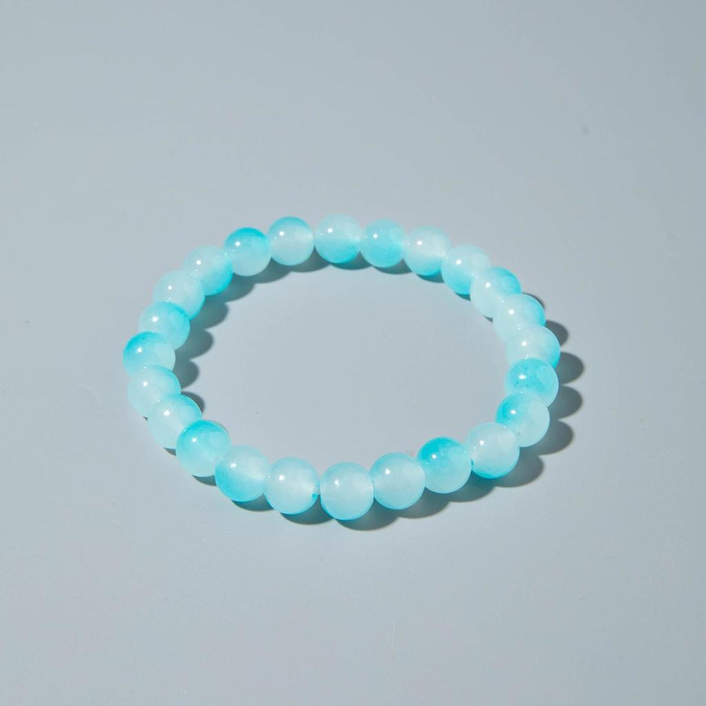 Cross Border Fashion Versatile Color Blended Glass Bead Bracelet for Women's Summer Coolness Jewelry Bead Bracelet Set