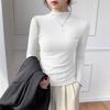 Women's Slim Fit Black Modal Long-Sleeve Mid-Neck Top for Autumn/Winter