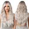 Стиль Постепенное изменение Платиновая челка из восьми символов Подстриженное лицо Длинные вьющиеся волосы Натуральный ленивый модный парик Полная прическа