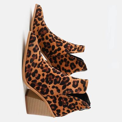 Модные женские ботильоны 2025 Модные ботинки Женские Осенне-зимние Остроносые На высоком каблуке Молния Леопардовая зернистая обувь Женская Botas Mujer