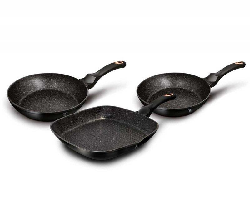 Zestaw 3 Patelni Granitowych Berlingerhaus Black Rose Bh-6156
