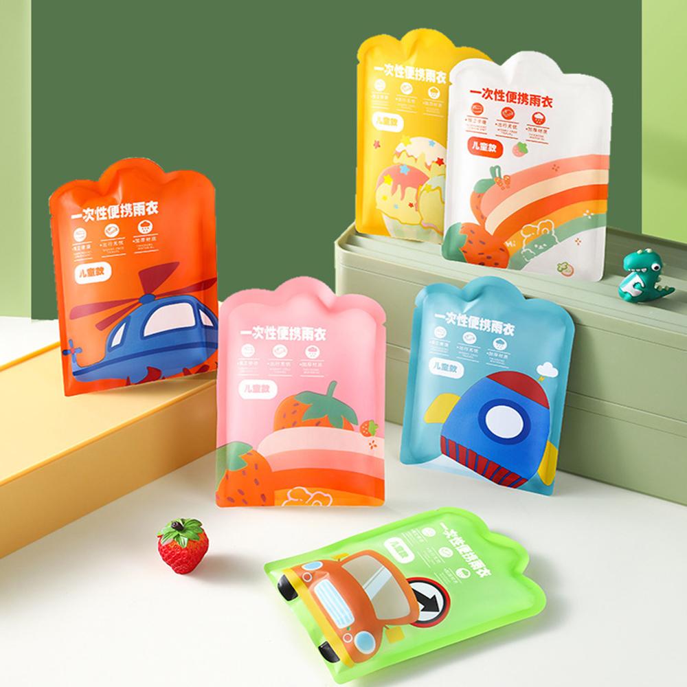 Упаковка-карточка Детский дождевик Вакуумная компрессия Цельный дождевик Многоразовый пончо Дети