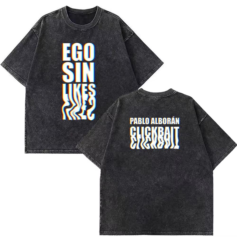 Singer Pablo Alborán Global Tour Kmo 2026 Print Washed Vintage T Shirts Mens Women Hiphop Casual Oversized Streetwear T Shirts