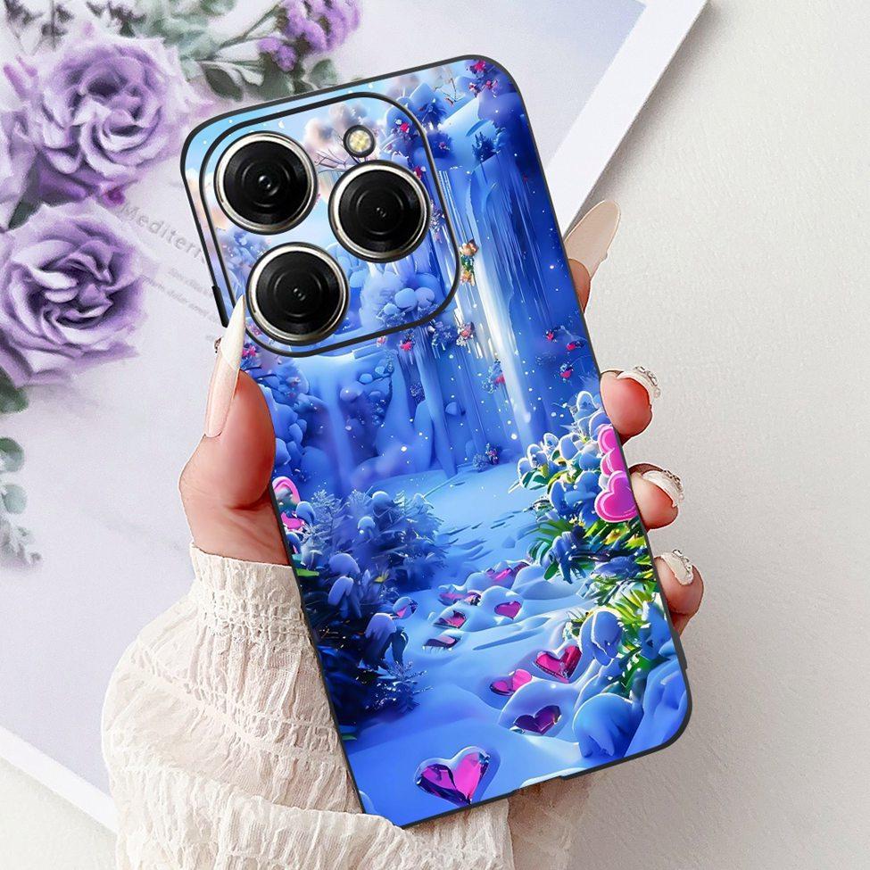 Для Tecno Spark 20 Pro KJ6 Задняя крышка Для Tecno Spark 20 Pro Чехол Черный Силикон Модный Роскошный Милый Мультяшный Ударопрочный Бампер