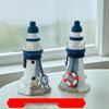 Mediterranean Wooden Lighthouse Figurine - Creative Ocean Decor & Gift