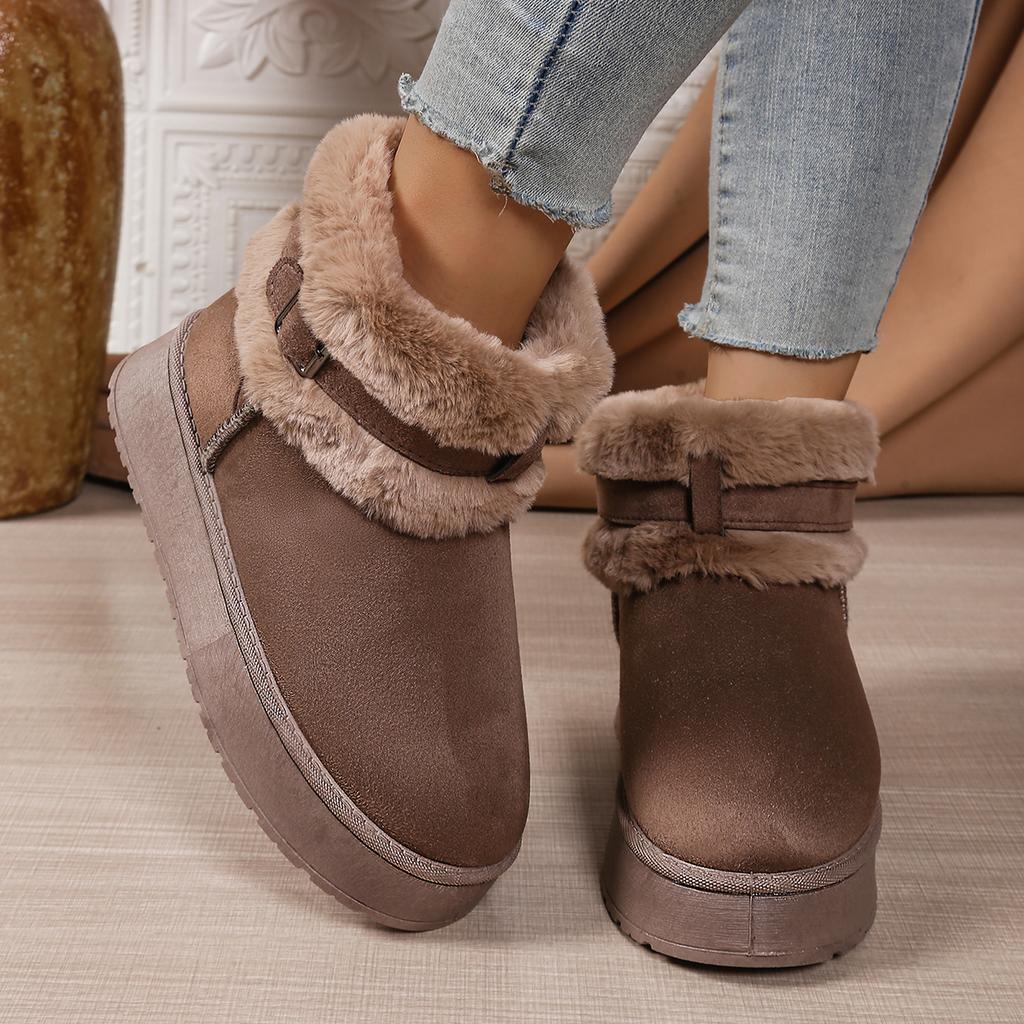 Fashion Women Single Boots Casual Comfort Warm Non-slip Snow Boots Women Winter New Outdoor Women Shoes Thick Soled Plush Mid-calf Boots