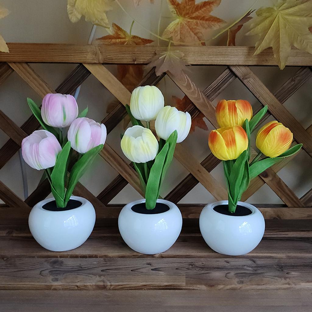 Лампа-тюльпан, комнатная декоративная настольная лампа, светодиодная имитация тюльпана, цветочный горшок, лампа, окружающий ночник