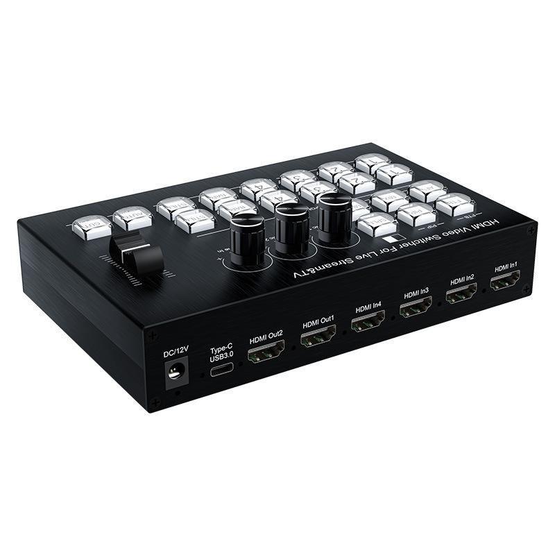 SYONG HDMI Video Switcher 4HDMI in 2HDMI Out Multi Camera Live Streaming Seamless Switch RS232 USB-C3.0 Capture PGM PVW PIP OSD