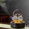 Pokaro Tea Heat-Resistant Glass Teapot, Pumpkin Shape, 940ml, Vertical Stripe Design, Suitable for Steaming and Boiling Tea, Includes Tea Strainer,