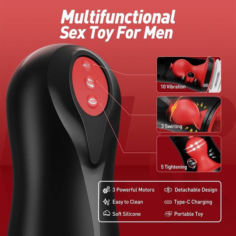 Multifunctional Male Masturbator Oral Sex Machine Awaken Penis Glans Massage Vibration Swirling Tighten Modes Orgasm Stimulator