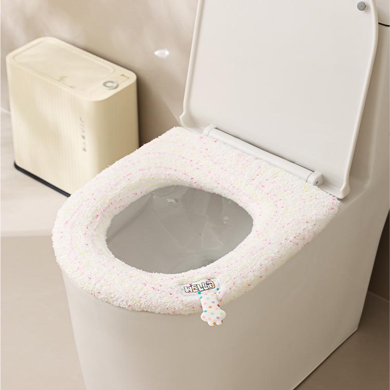 Мягкая бархатная накладка на сиденье унитаза большого размера с ручкой - Моющаяся, осенне-зимняя подушка