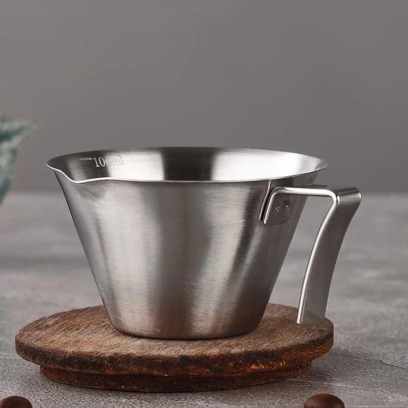 Чашка для экстракции кофе из нержавеющей стали 304, чашка для экстракции эспрессо 100 мл с направляющим носиком, практичная чашка для унций, аксессуары для кафе