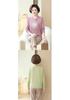 Весенне-осенний вязаный свитер в китайском стиле с длинным рукавом для женщин среднего и пожилого возраста
