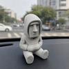 3D-печатная статуэтка Моаи, Мини-компактная каменная фигурка с острова Пасхи, Декор для рабочего стола, Современная фигурка Моаи в толстовке, Сидящая каменная скульптура