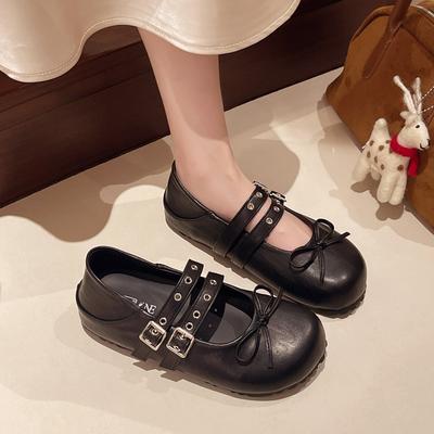 Ретро туфли-лодочки с бантом, с маленьким вырезом, женские, лето 2025, новые, модные, универсальные и удобные туфли Мэри Джейн для юбки