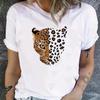 Fashion Women Disappearing Leopard Print T Shirt Funny Casual O-neck Short Sleeves T-shirt Summer Female Tee Shirt